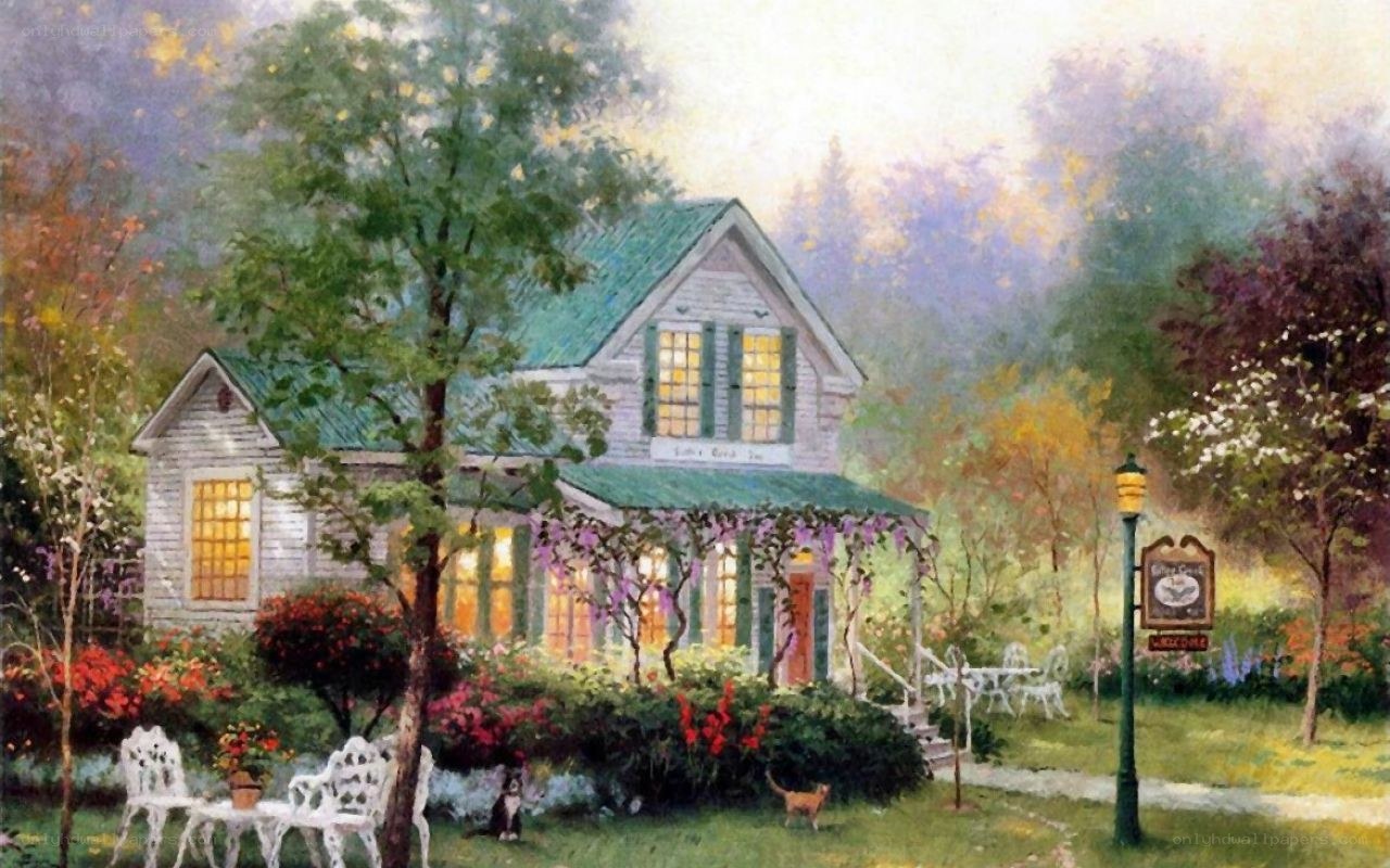 Cozy cottage in a garden