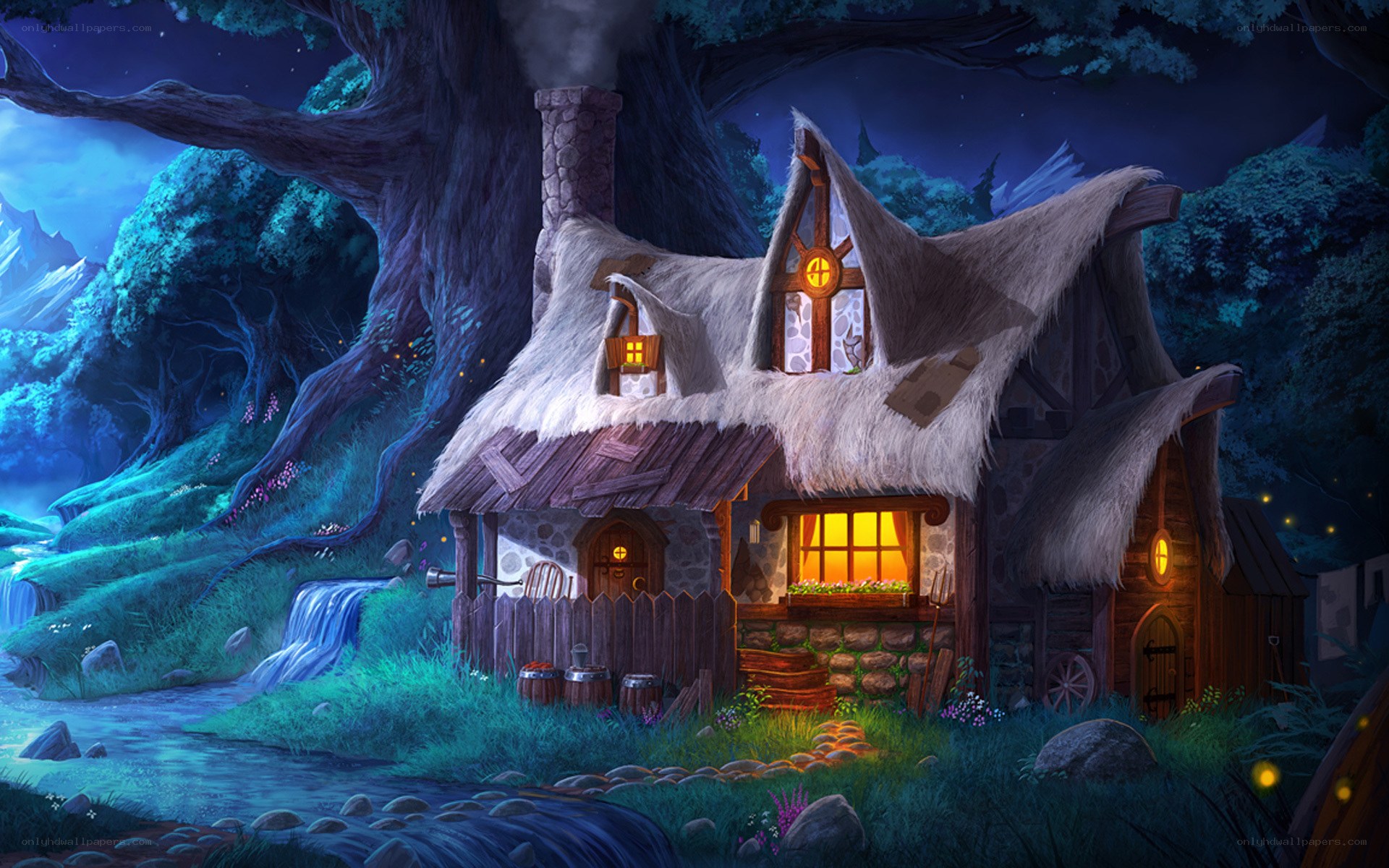 Cozy cottage in a magical forest