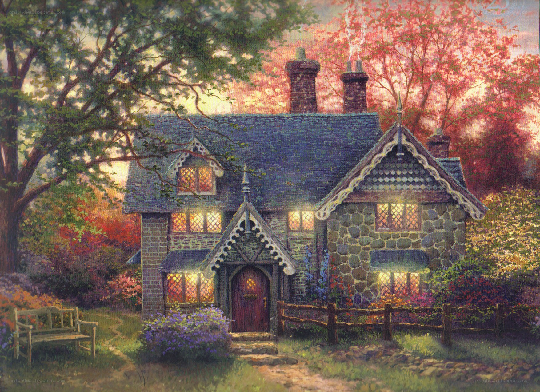 Cozy cottage in autumn
