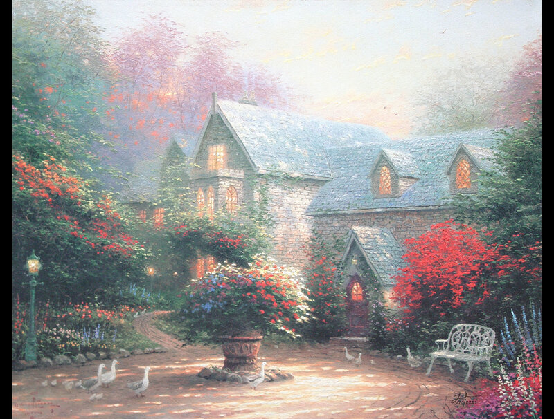 Cozy cottage in autumn garden