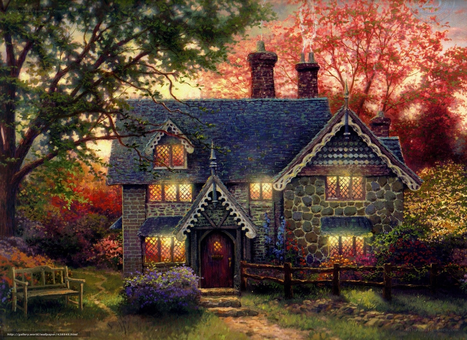 Cozy cottage in autumn