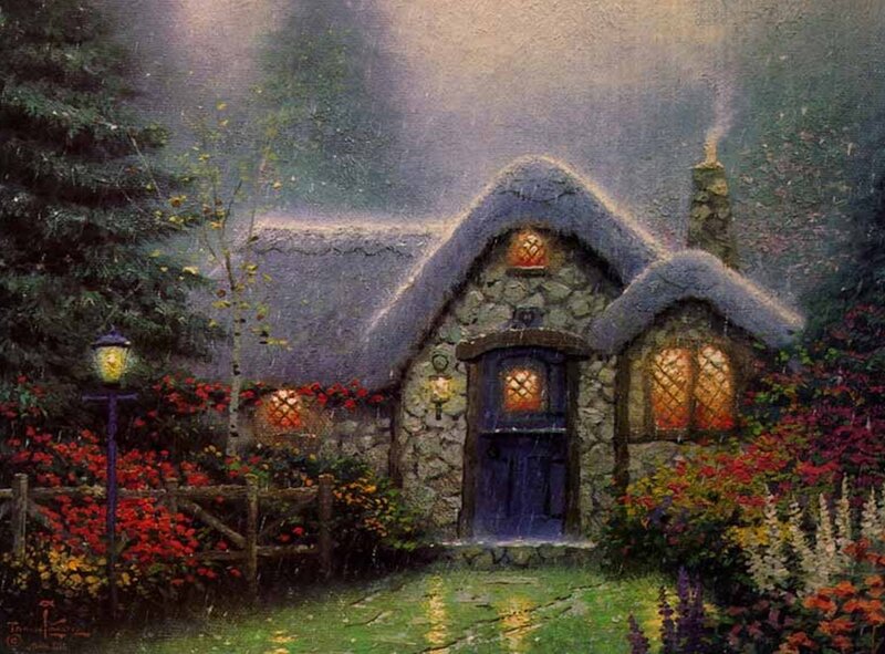 Cozy cottage in the rain