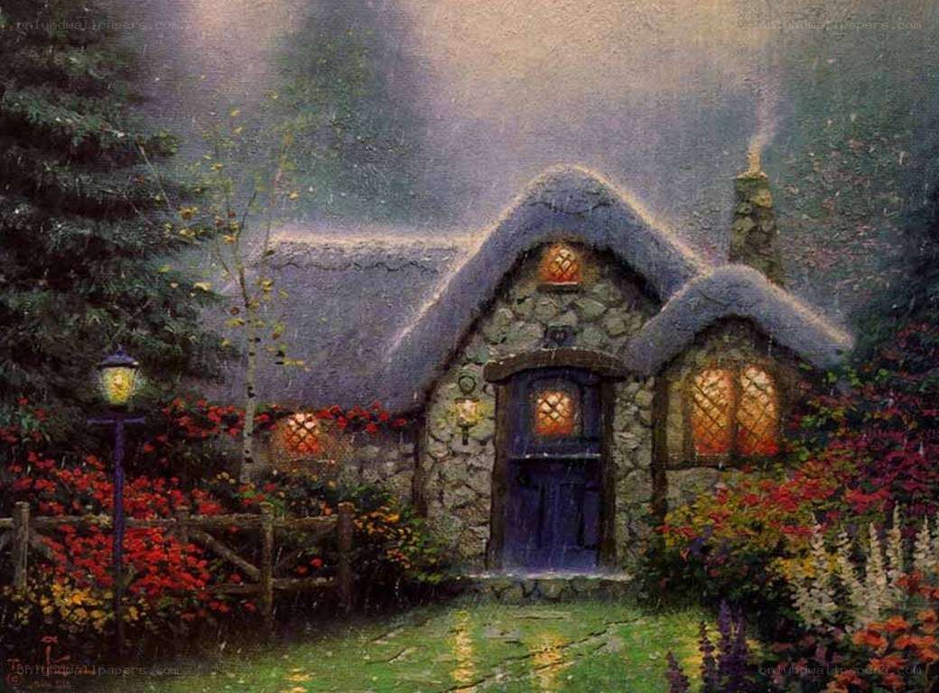 Cozy cottage in the rain