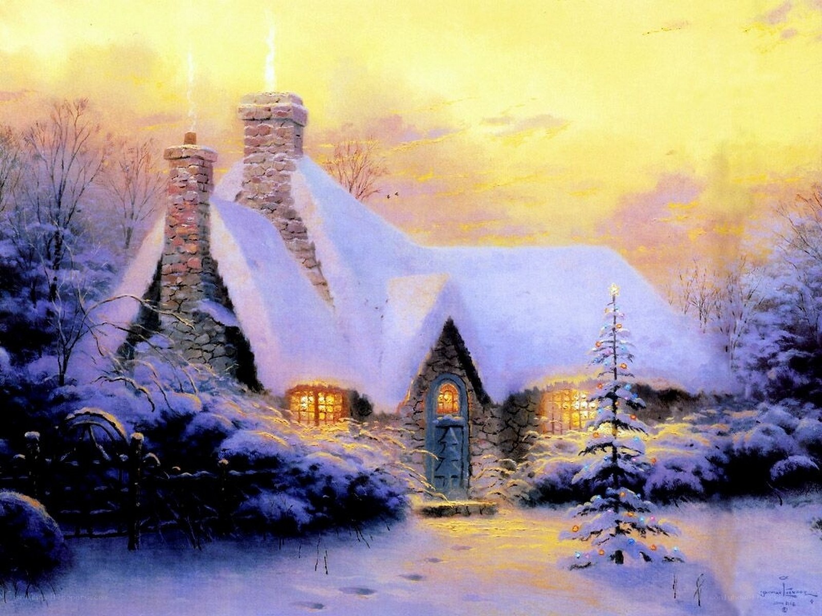 Cozy cottage in winter