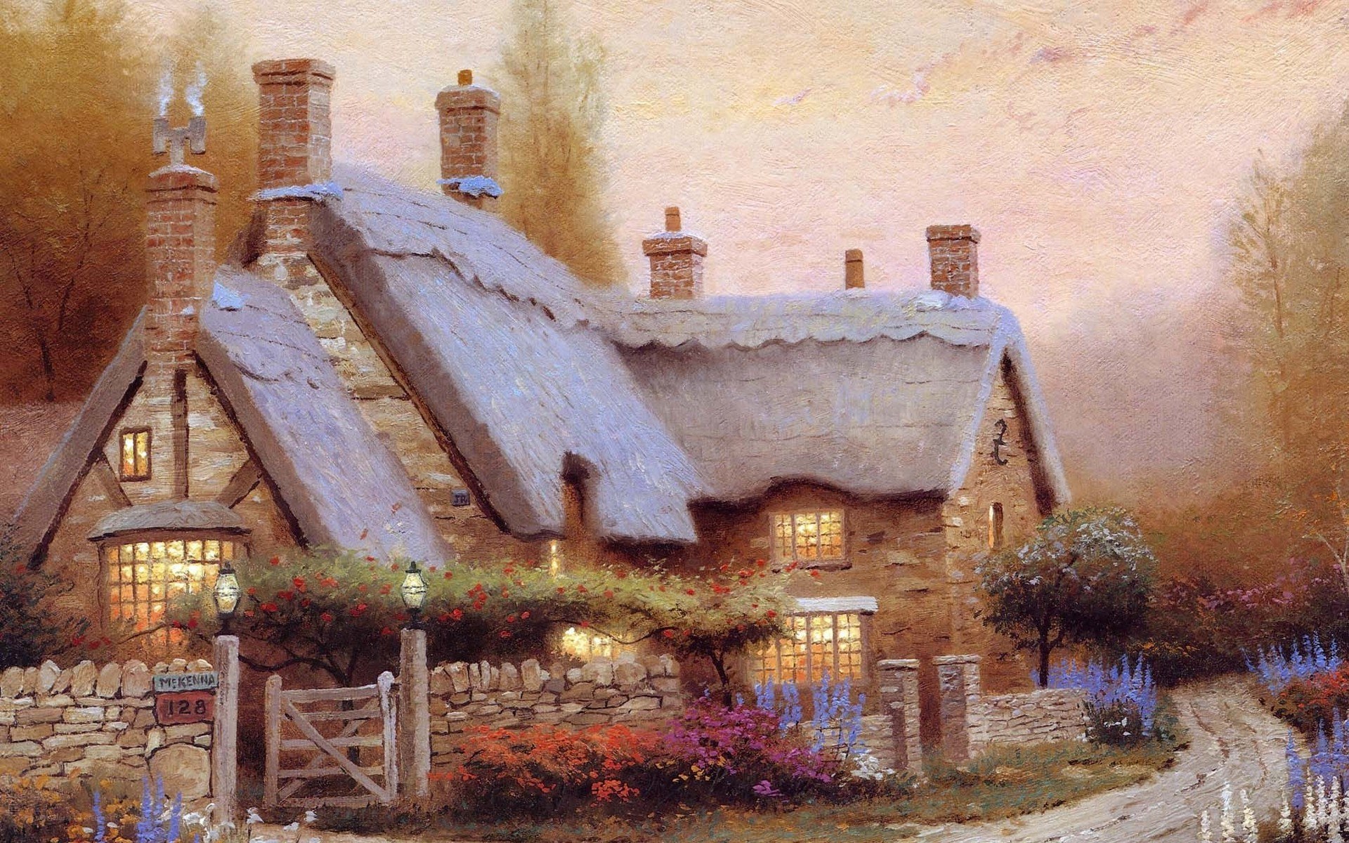 Cozy cottage in winter