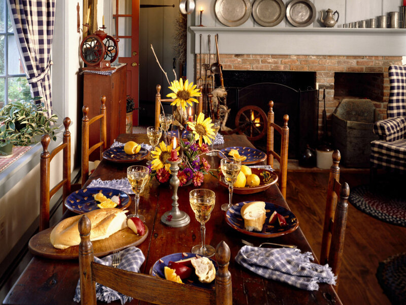 Cozy dining room with sunflowers