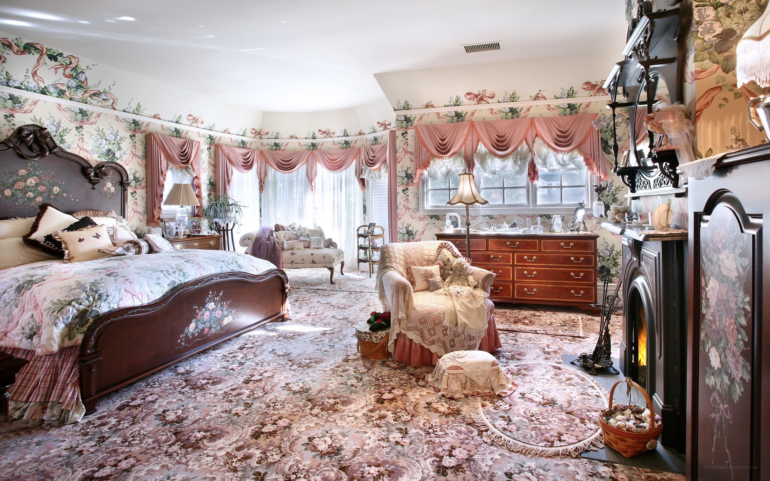 cozy floral bedroom interior