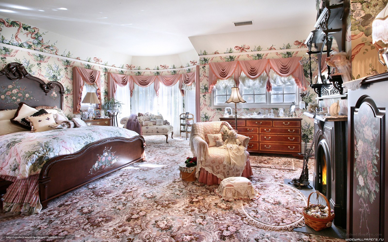 cozy floral bedroom interior
