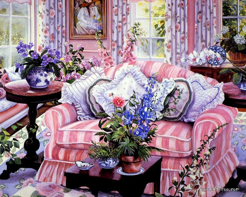 Cozy floral living room