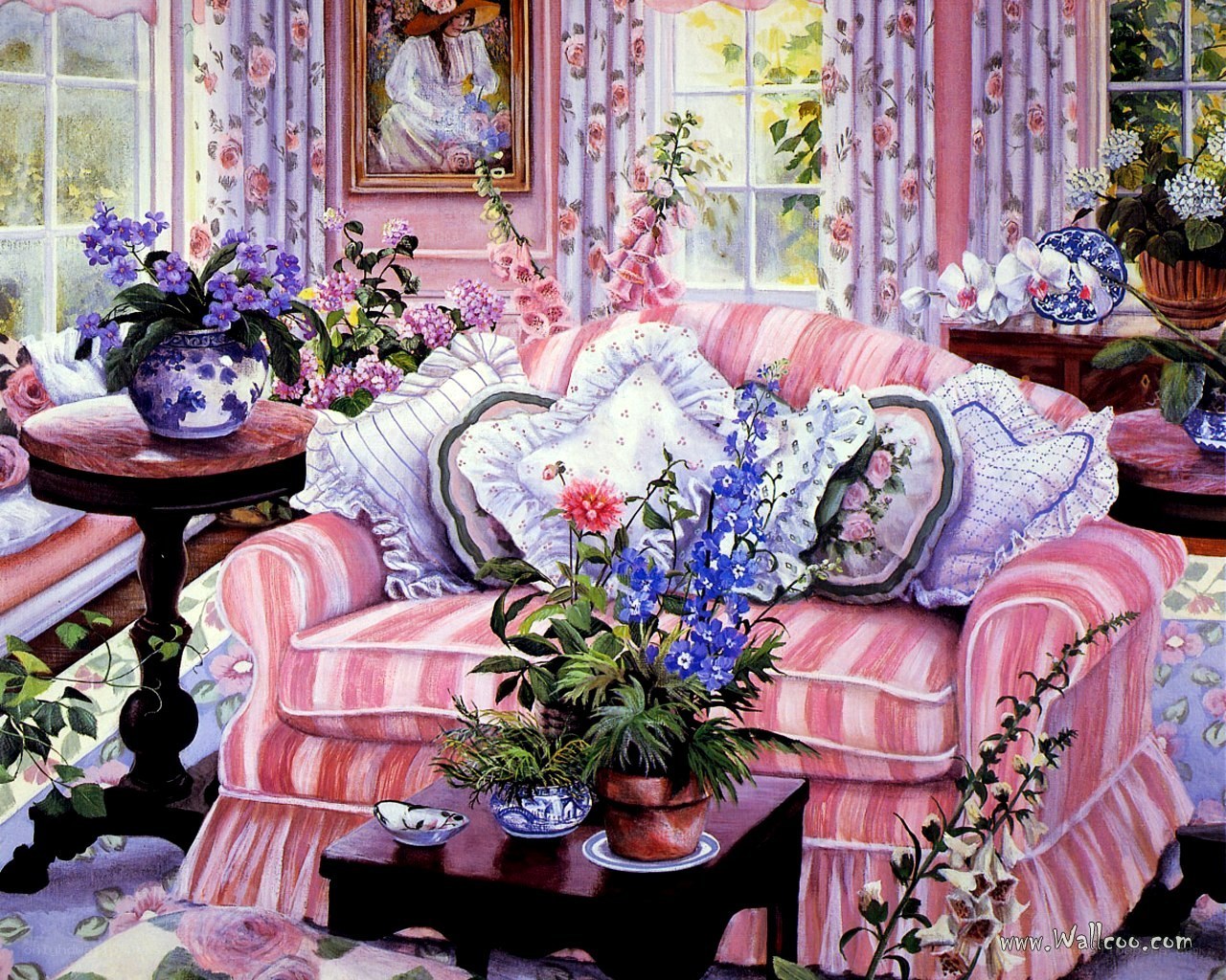 Cozy floral living room
