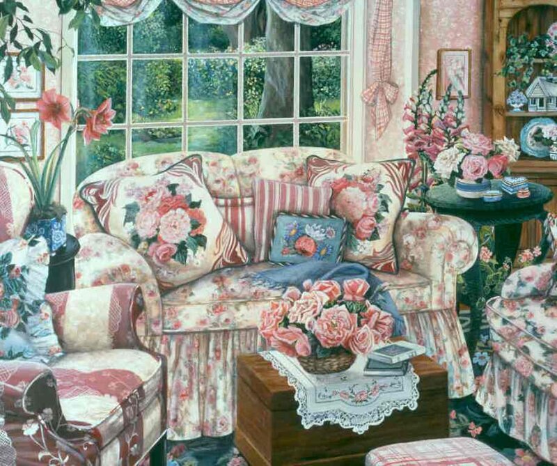 cozy floral living room