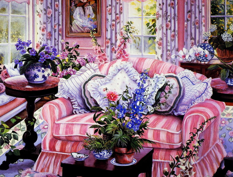 Cozy floral living room