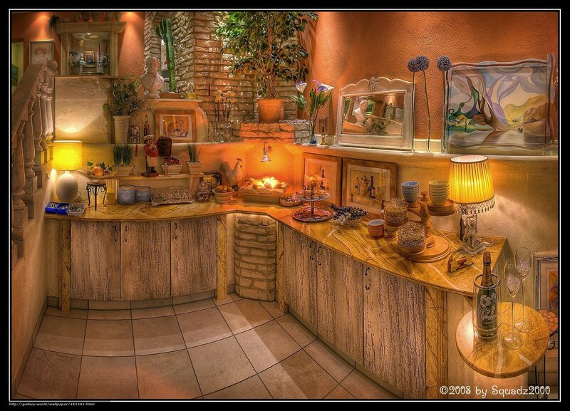 cozy kitchen corner with warm lighting
