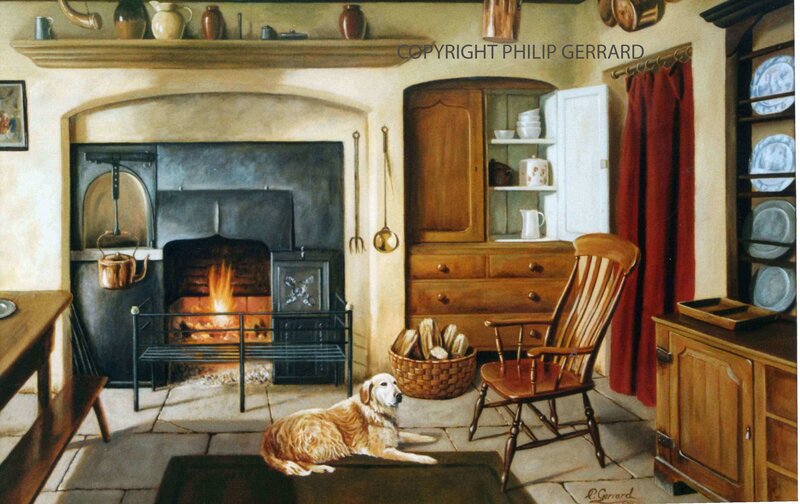 Cozy kitchen with fireplace
