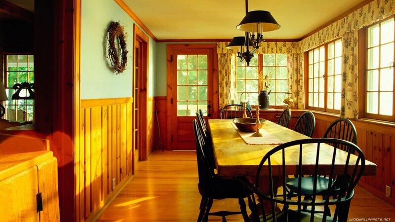 cozy kitchen with wooden table