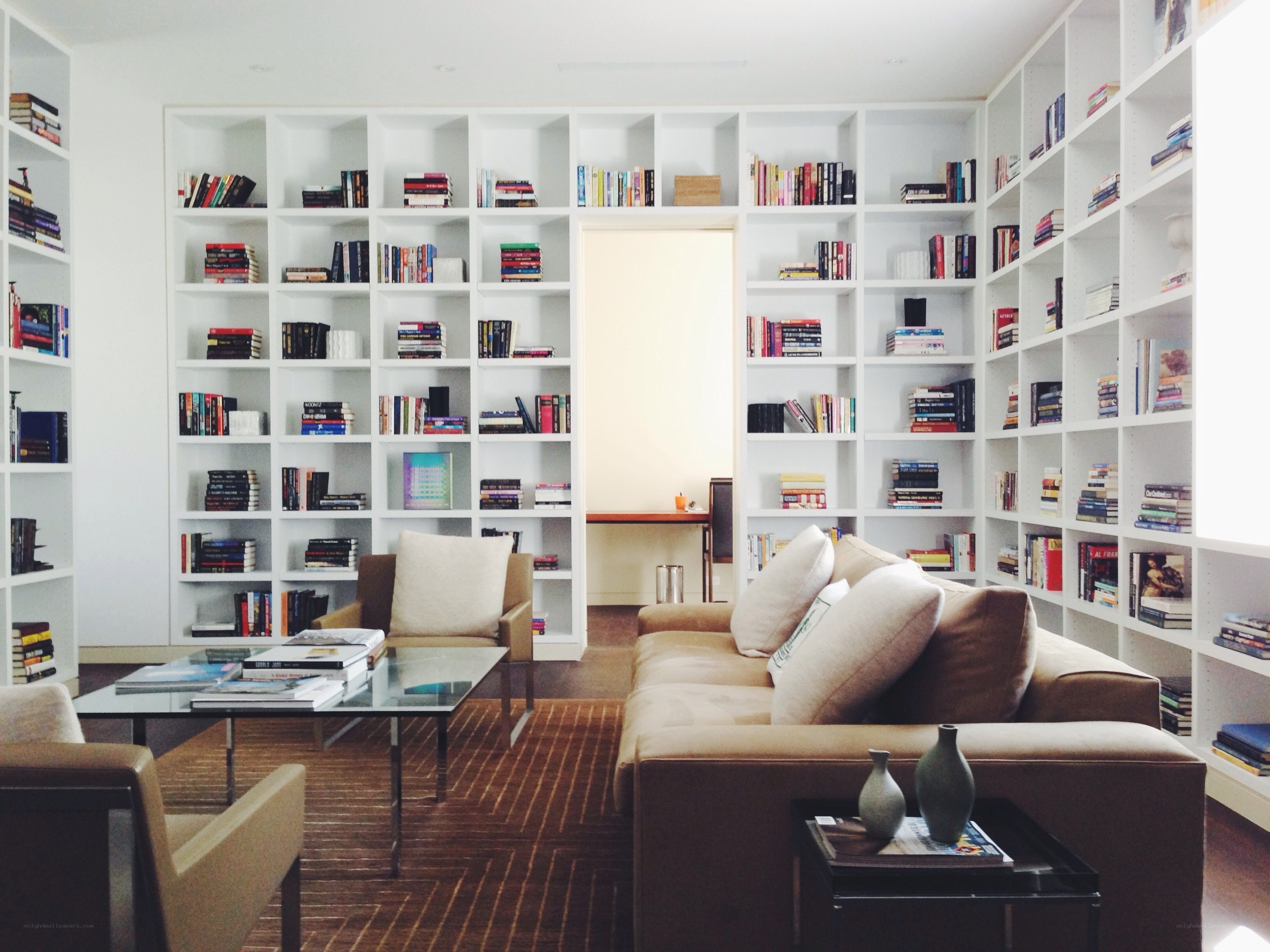 cozy library living room