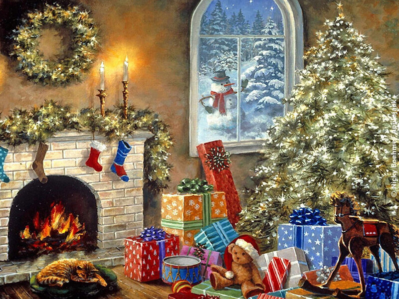 Cozy Living Room at Christmas — Brown