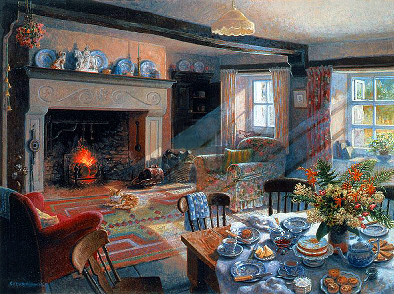 Cozy Living Room Interior — Brown