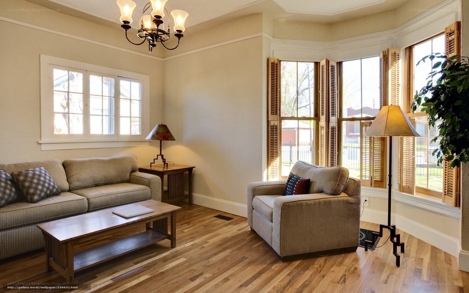 Cozy living room with bay window