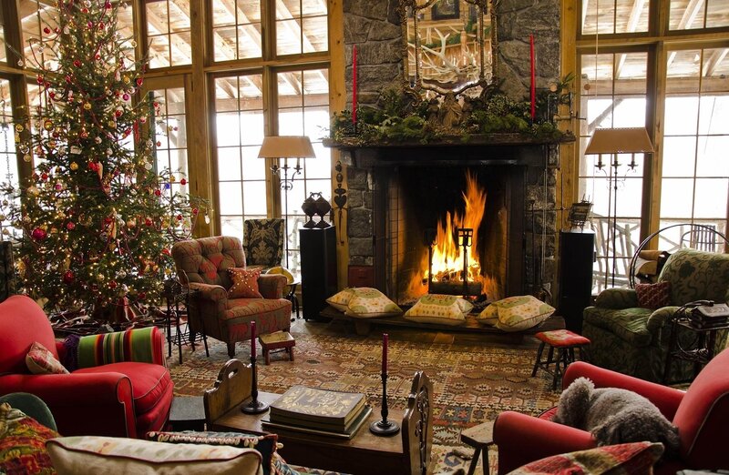 Cozy living room with Christmas tree