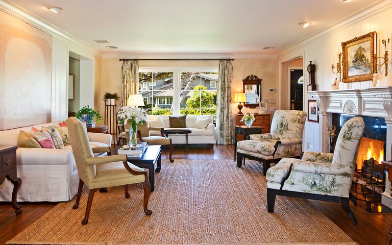 cozy living room with fireplace