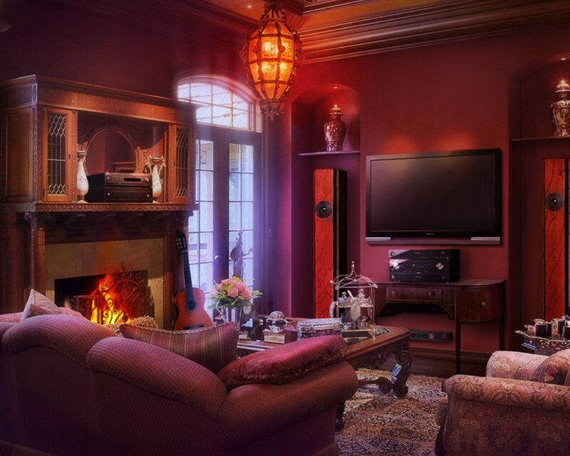 cozy living room with fireplace