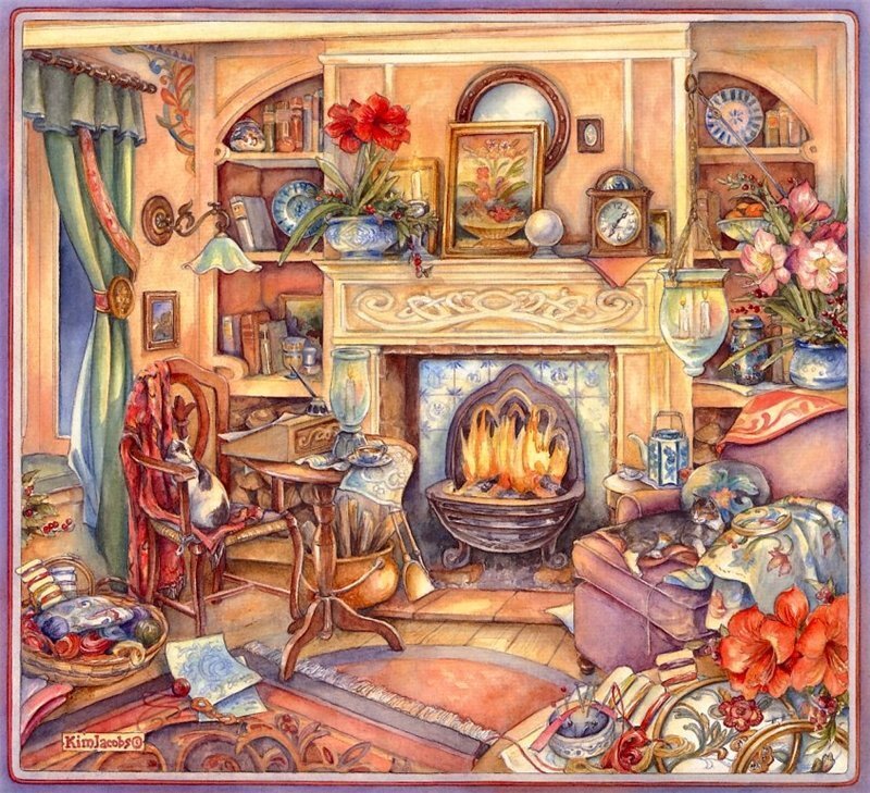 Cozy living room with fireplace