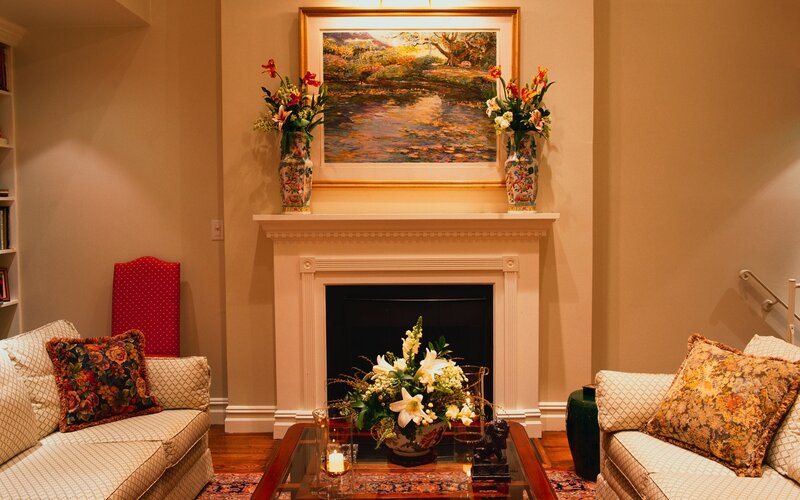 Cozy living room with fireplace