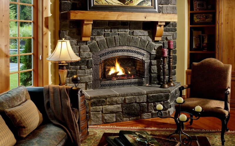 Cozy living room with fireplace