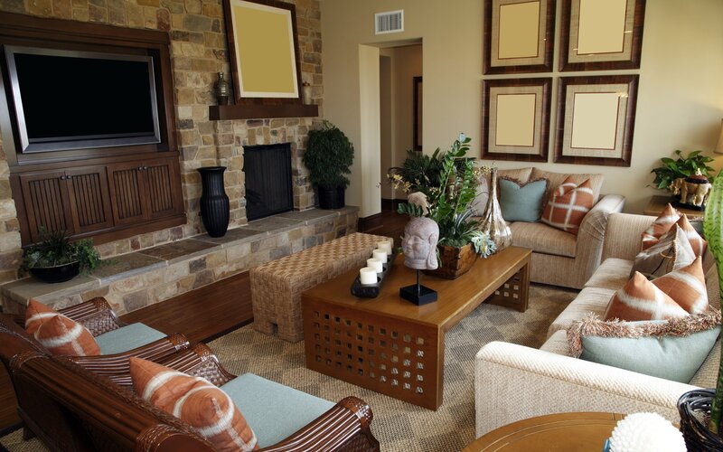 Cozy living room with fireplace