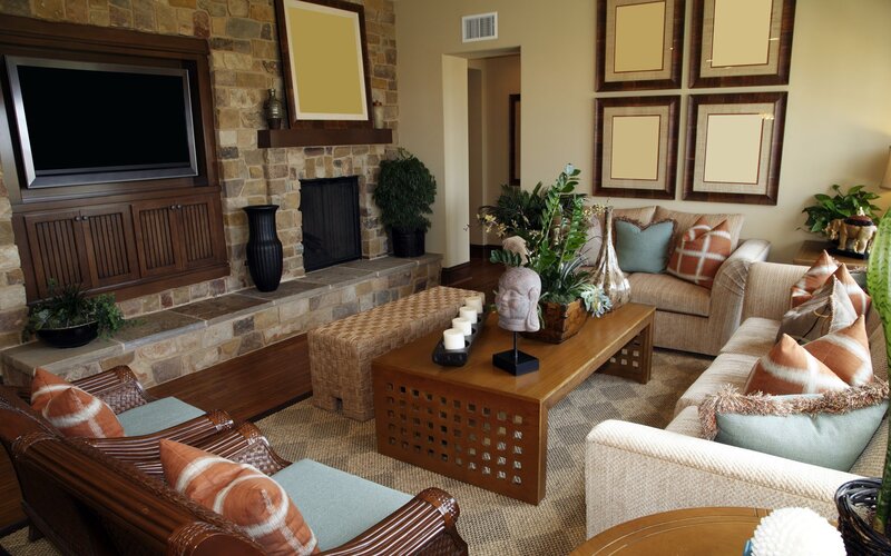 Cozy living room with fireplace