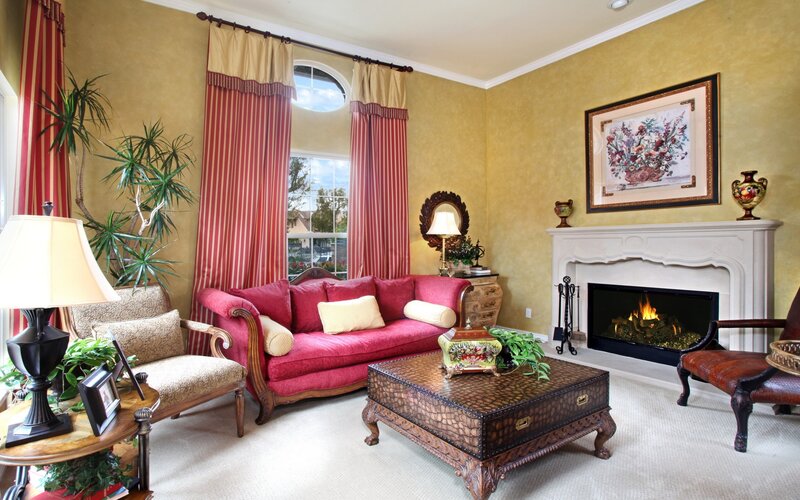 cozy living room with fireplace