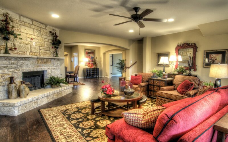 cozy living room with fireplace