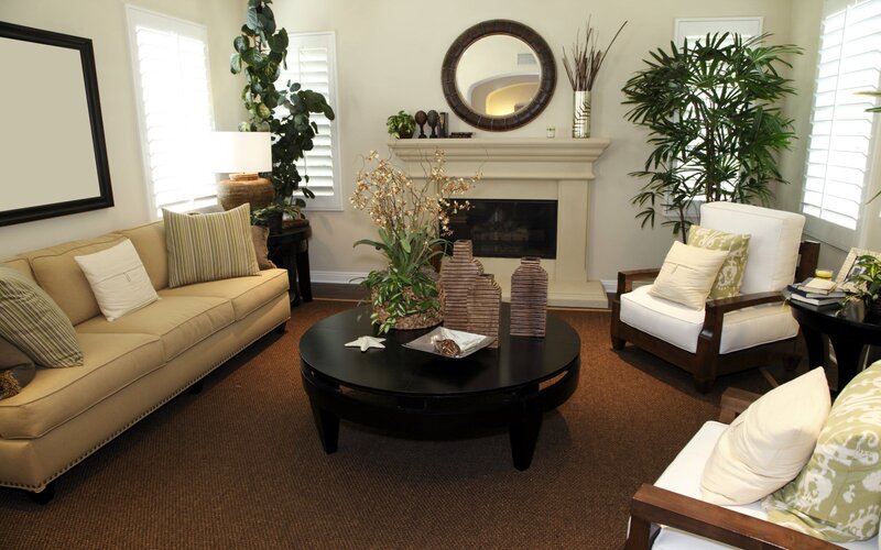 cozy living room with fireplace
