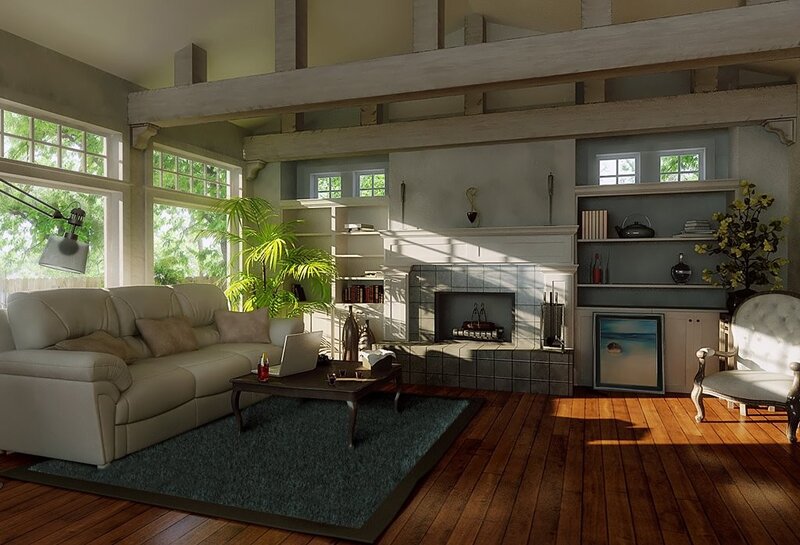 Cozy living room with fireplace