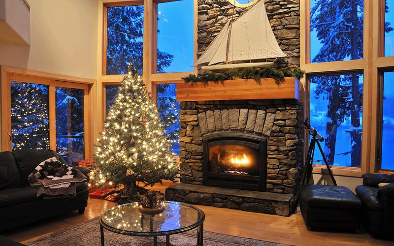 Cozy living room with fireplace