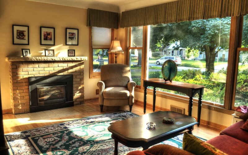 Cozy living room with fireplace