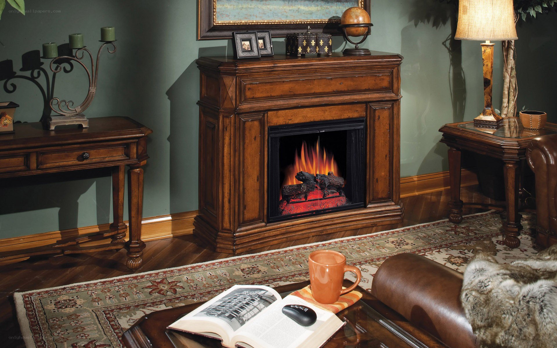 cozy living room with fireplace