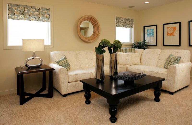 cozy living room with floral sofa