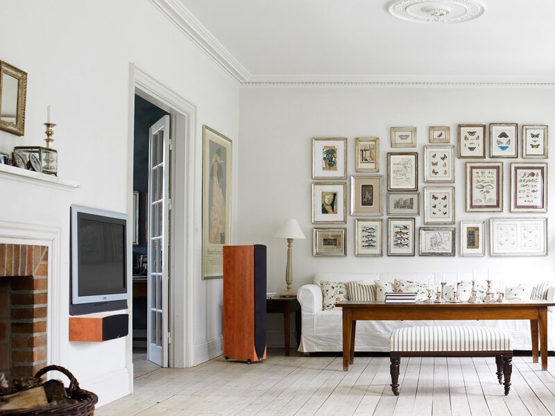 cozy living room with gallery wall