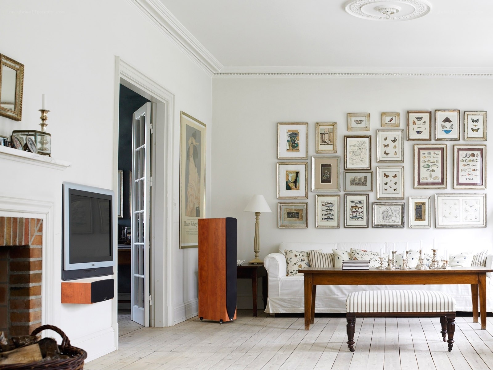cozy living room with gallery wall