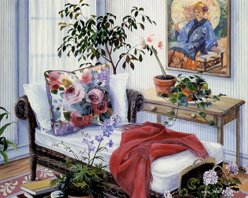 Cozy living room with plants