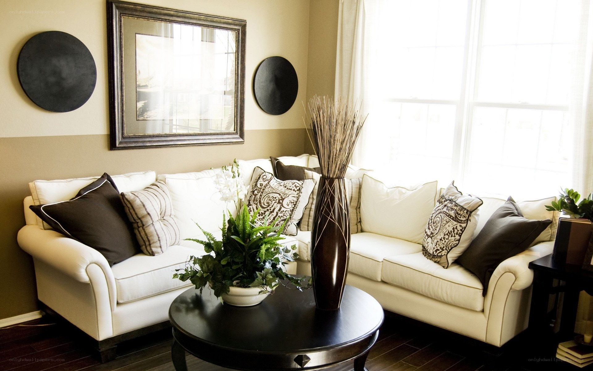 Cozy living room with white sofa