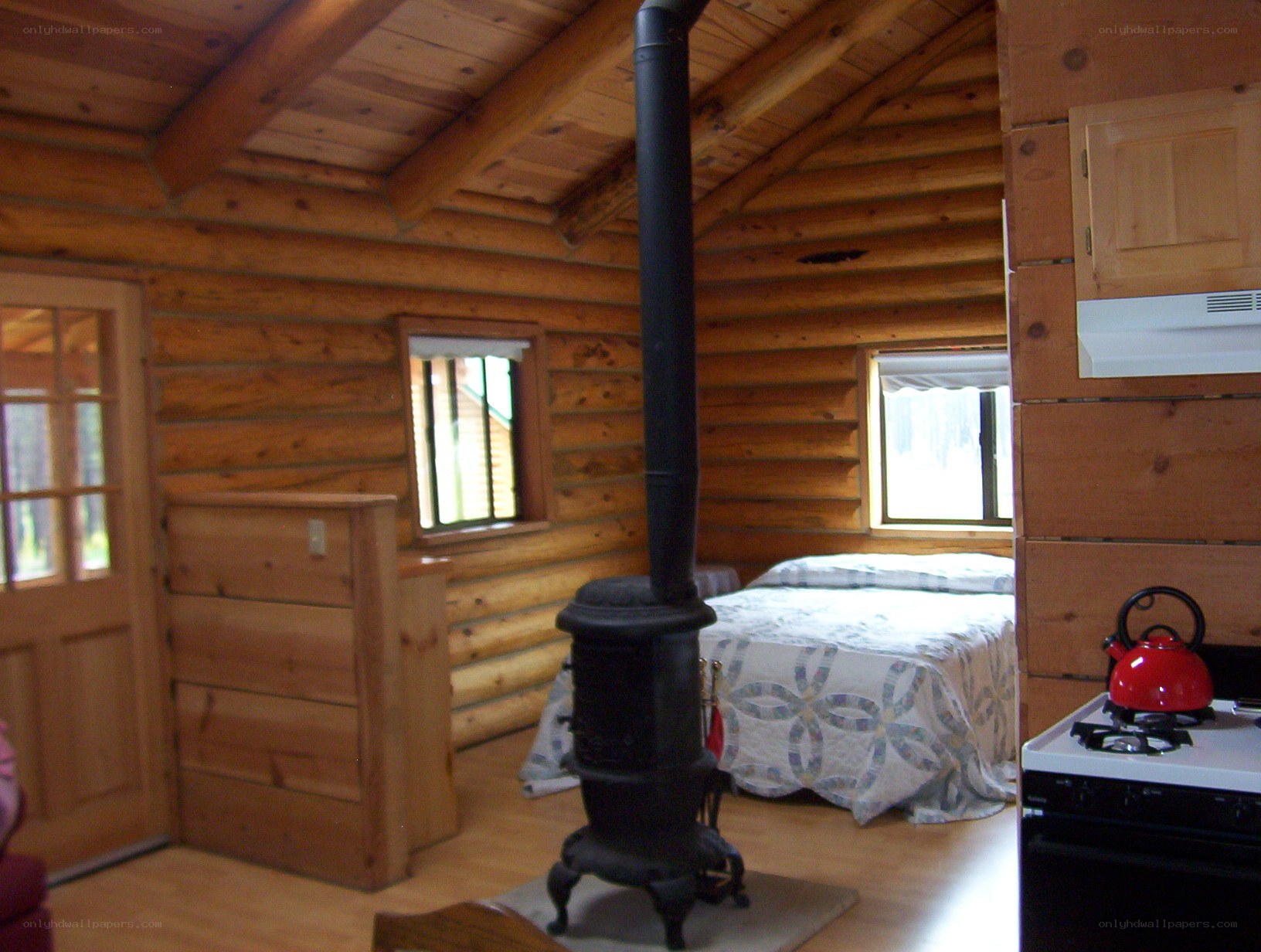Cozy log cabin interior