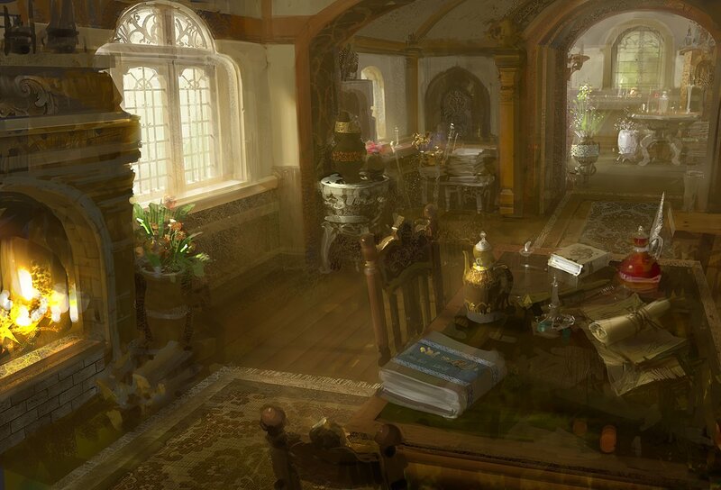 cozy medieval study room