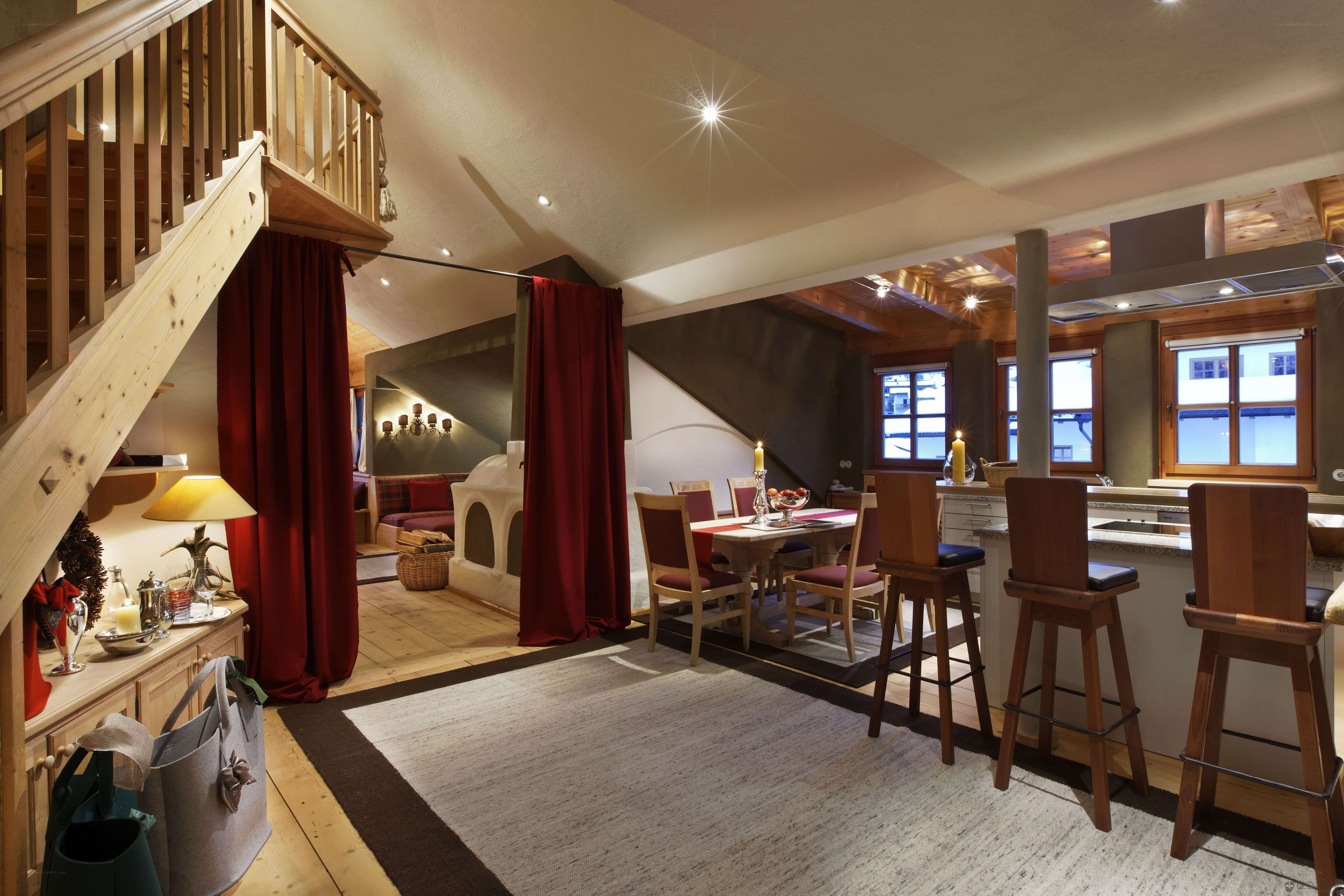 Cozy mountain chalet interior