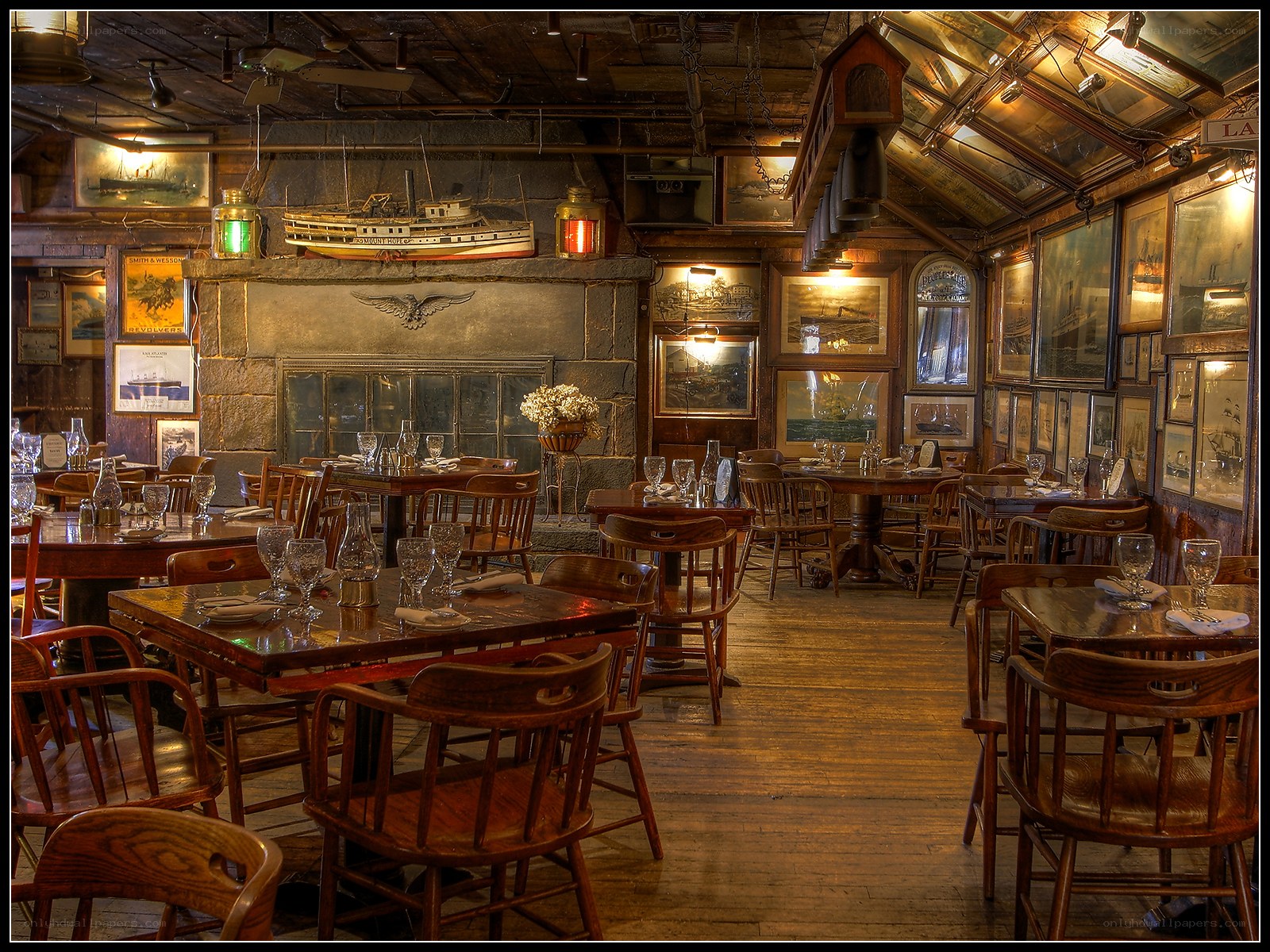 cozy nautical-themed restaurant interior
