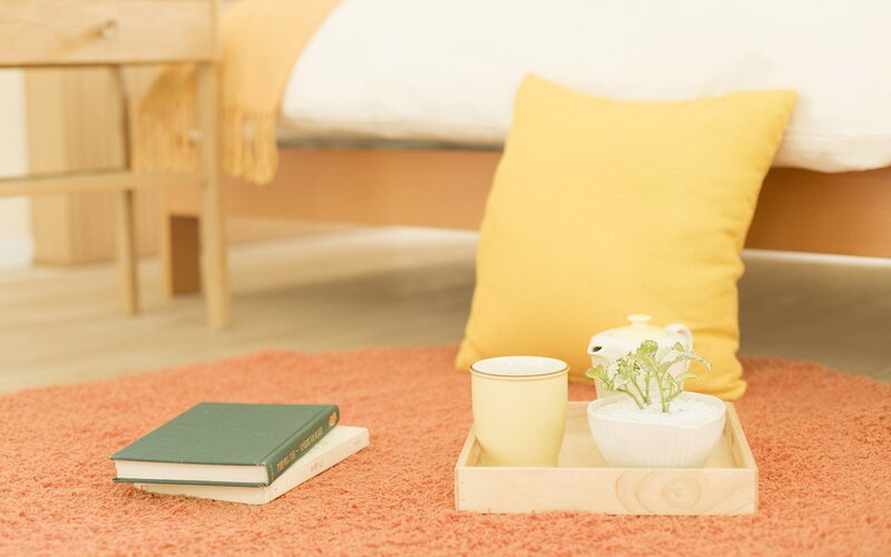 Cozy reading corner with tea