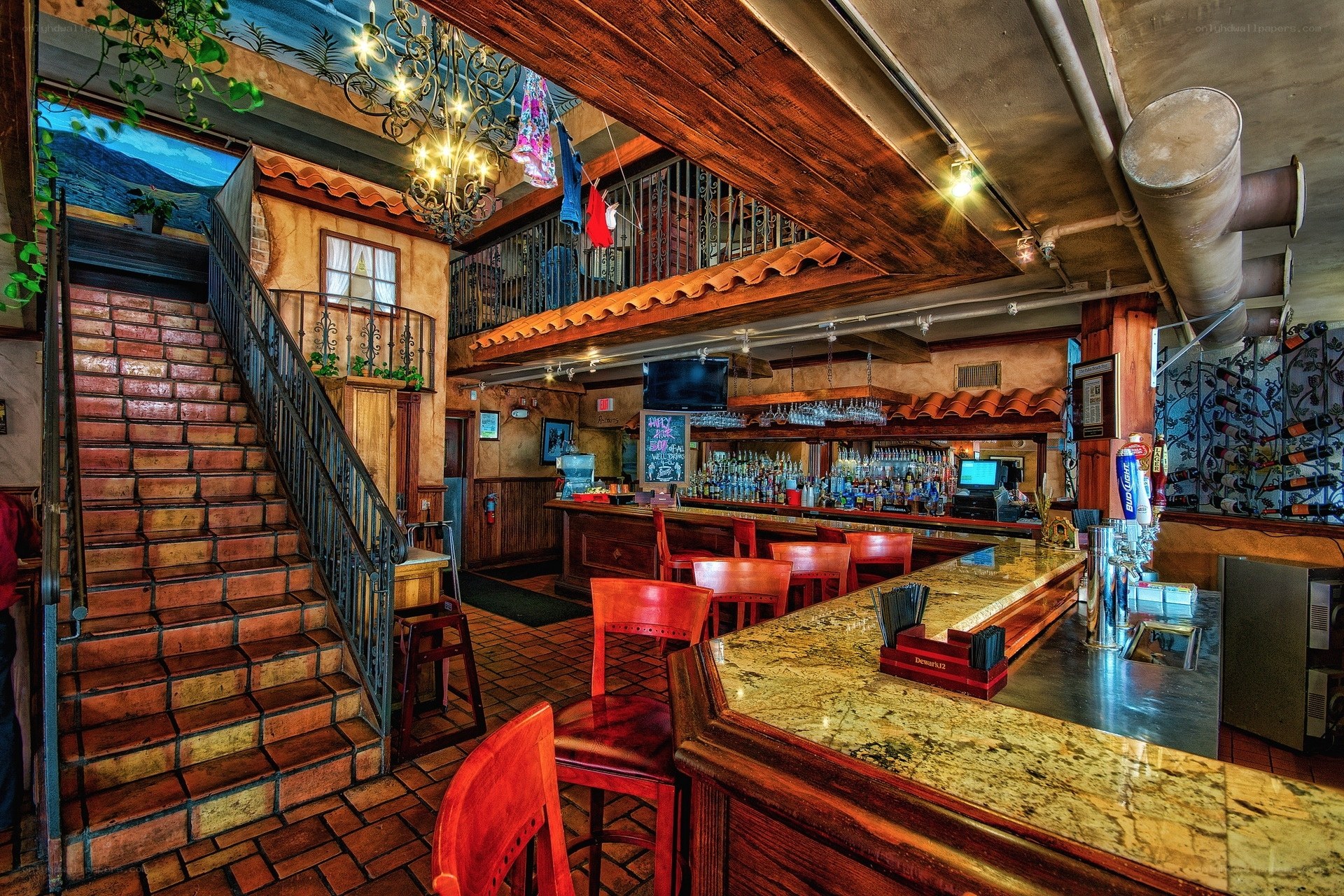 cozy restaurant interior with bar
