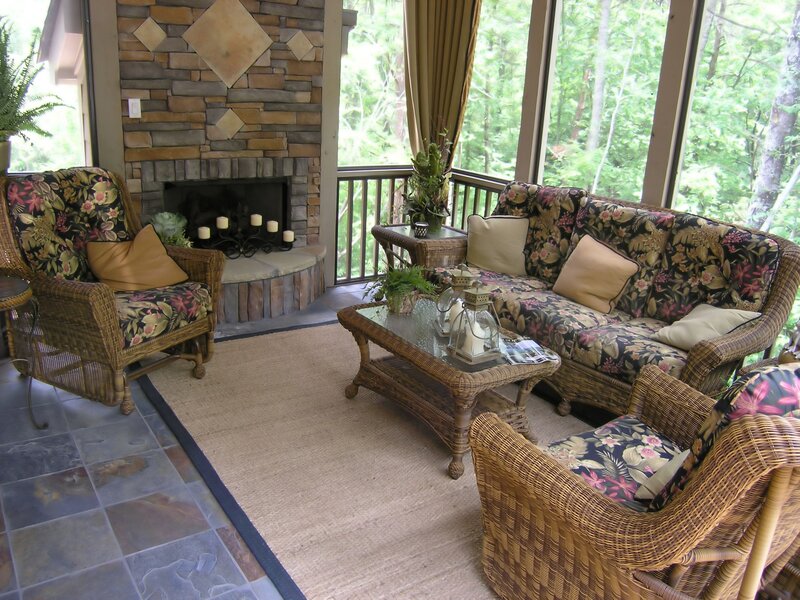 Cozy screened porch seating